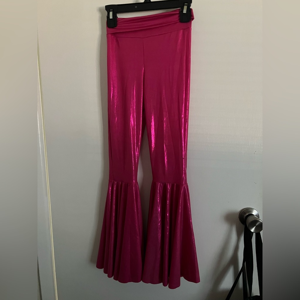 Kids Vibrant Pink bell bottom pants, size 8 dance, costume, tap jazz